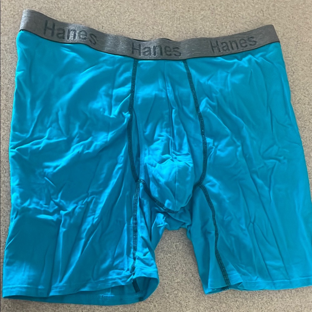 .Hanes Blue and Gray Boxer Briefs Stretchy Comfort